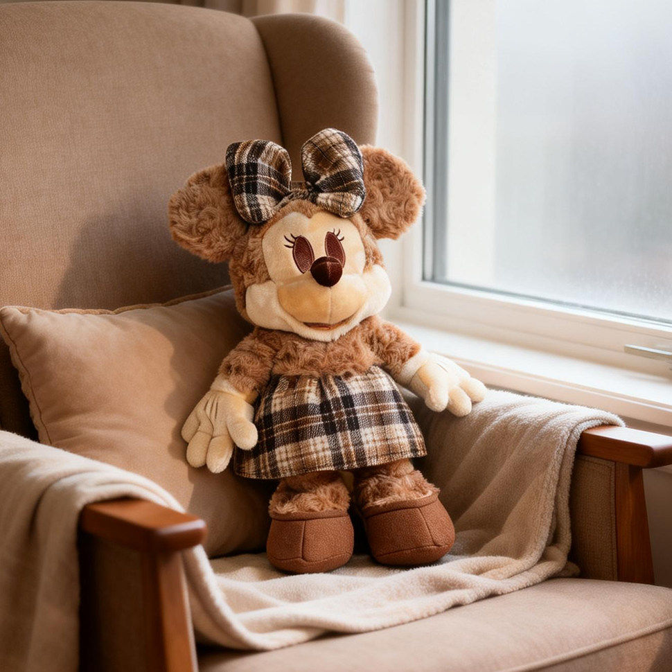 正版迪士尼米妮米奇毛绒玩具巧克力色公仔玩偶可爱书背包包小挂件