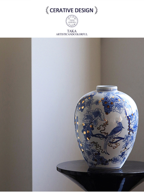 景德镇青花瓷花瓶摆件客厅宋氏美学高级感中式艺术摆件玄关客厅