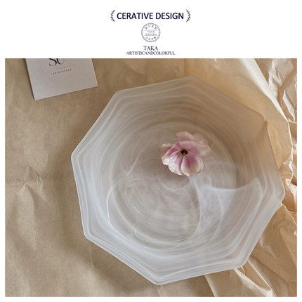 CERATIVE DESIGN高级感沙拉果盘早餐盘子小众简约西餐餐厅玻璃盘