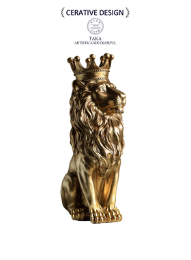 2026新年创意中古狮子摆件金色客厅装饰品桌面工艺品乔迁新居