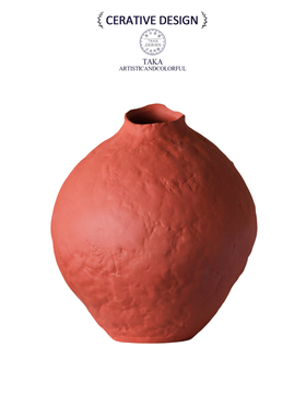 景德镇中式红色陶瓷花瓶创意设计感家居喜庆新年送礼乔迁装饰摆件