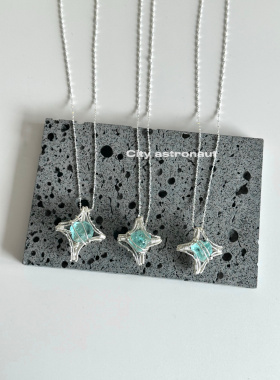 马尔代夫蓝水星原创星芒项链手工绕线水晶吊坠锁骨链女小众设计