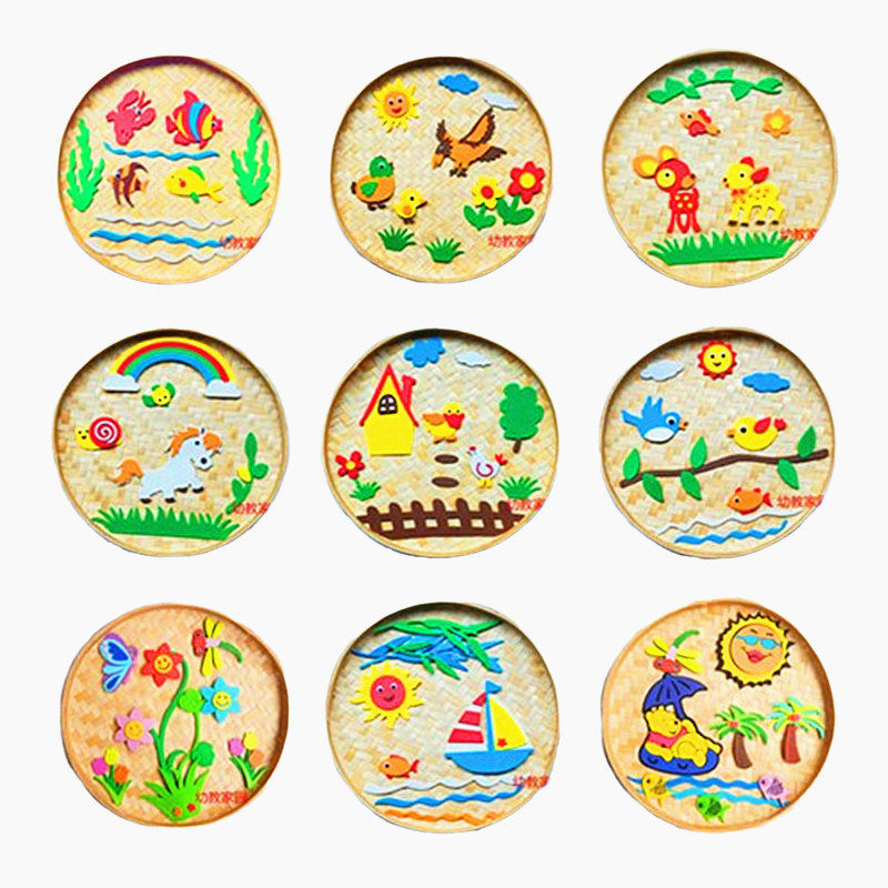 幼儿园环创材料半成品走廊教室环境布置装饰原木圆形簸箕吊饰挂饰