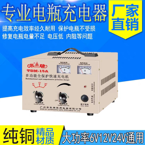 乐牌充电机电瓶充电器12V24V纯铜