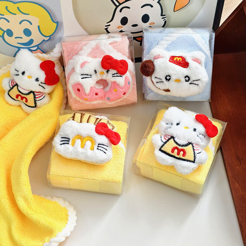 可爱毛绒hellokitty毛巾KT猫擦手巾喜铺回礼节日开业幼儿园小礼品