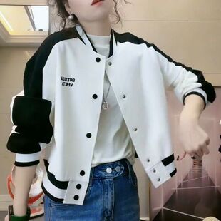 高初中生时尚休闲卫衣女装女学生新款少女青少年休闲棒球服短外套