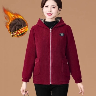 秋冬装时尚连帽短款加肥加大休闲宽松百搭气质保暖外套女士妈妈装