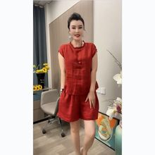 中老年女装妈妈夏装棉麻时尚套装2025夏季新款大码上衣短裤两件套