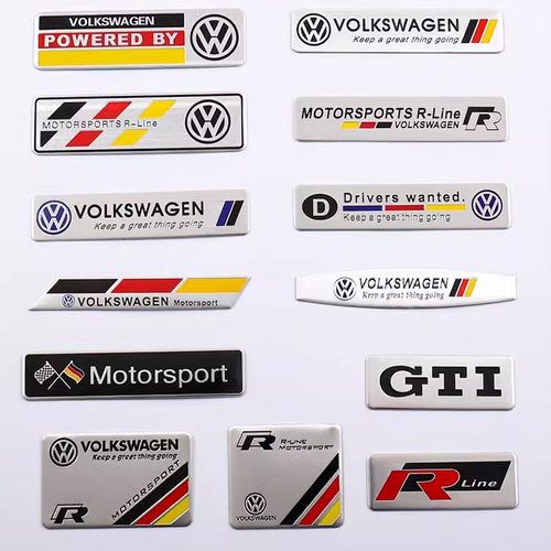 适用大众POLO速腾迈腾CC途观凌度个性金属车标划痕装饰改装R车贴