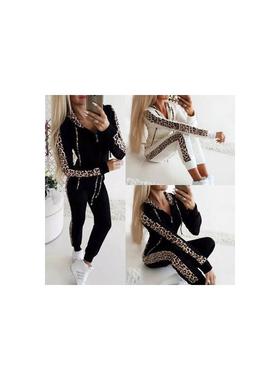 Printed zippered sweatshirt pants set  印花拉链卫衣长裤套装