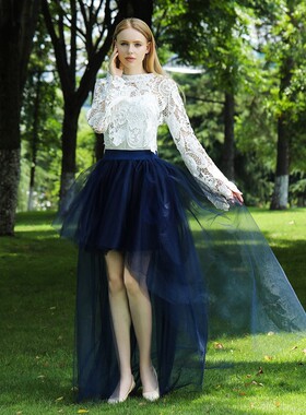 Mesh black front short back long tutu skirt 网纱前短后长半裙