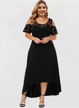 Lace solid mid-rise high-waisted dress  蕾丝纯色中高腰连衣裙