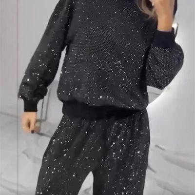 Round neck drawstring wide-leg two-piece set圆领上衣抽绳阔腿