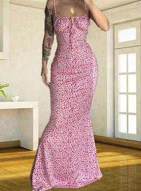 Hot selling fashion small floral slip dress 时尚小碎花吊带裙