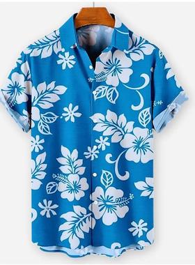 Hot selling casual floral printed polo shirt花卉印花翻领衬衫