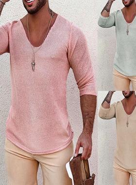 Stylish V-neck knitted sweater men's clothing  v领针织衫毛衣