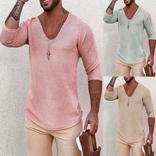 Stylish V-neck knitted sweater men's clothing  v领针织衫毛衣