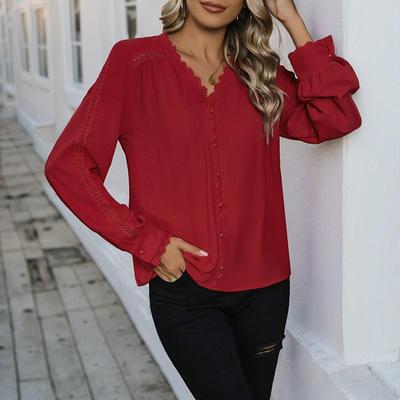 Bestselling versatile long-sleeve red shirt 百搭长袖红色衬衫