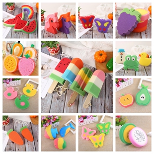 多功能海绵擦洗水果洗碗去污厨房清洁刷杯子卡通可爱创意百洁沐浴