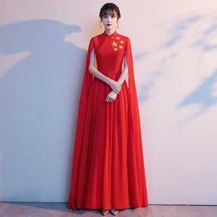 大合唱团演出服女红歌爱国诗朗诵比赛表演服装国风古筝主持礼服裙