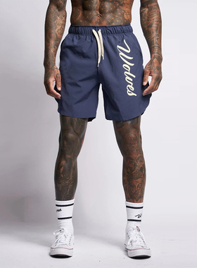 速干美式训练短裤男潮牌四分不过膝健身运动裤梭织跑步篮球裤夏季