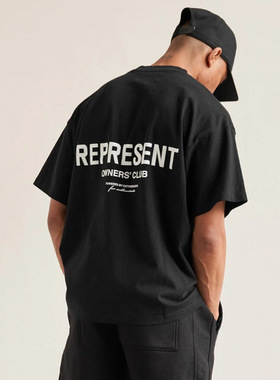 REPRE欧美潮牌T恤男宽松休闲运动短袖大码纯棉落肩五分半袖健身衣