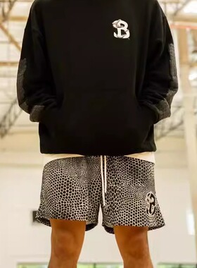 BKTSQD美式潮牌蟒蛇纹风篮球短裤男夏季休闲四分速干健身运动裤子
