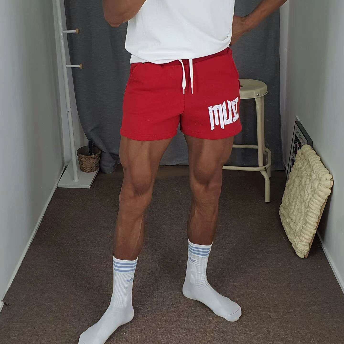 军绿色健身三分短裤美式休闲运动训练深蹲裤男夏季透气四分篮球裤