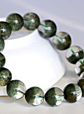 绿幽灵手链 墨绿翠绿聚宝盆绿幽灵珠串 非巴西的赞比亚绿幽灵手串