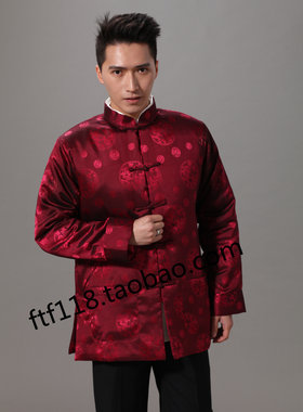 品牌唐装男式长袖上衣男士棉袄保暖冬装中式古装加厚汉服大码打折