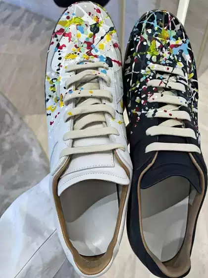 2025 New Style Splash-Ink Graffiti Moral Training Shoes for Women, Sports Casual Shoes, White Lace-Up Sneakers, White Board Shoes for Summer