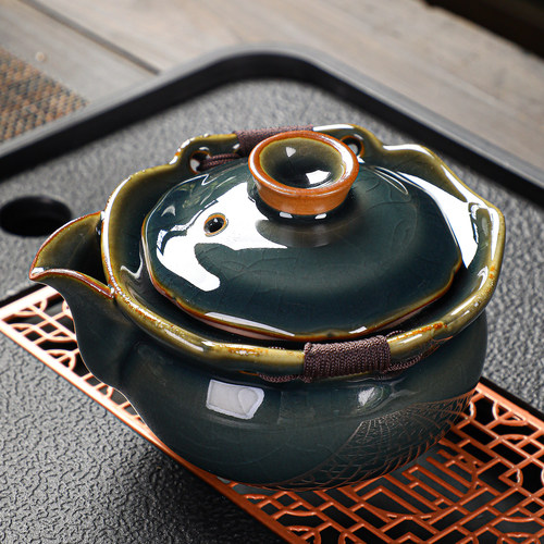 大号哥窑手抓壶陶瓷茶壶不烫手