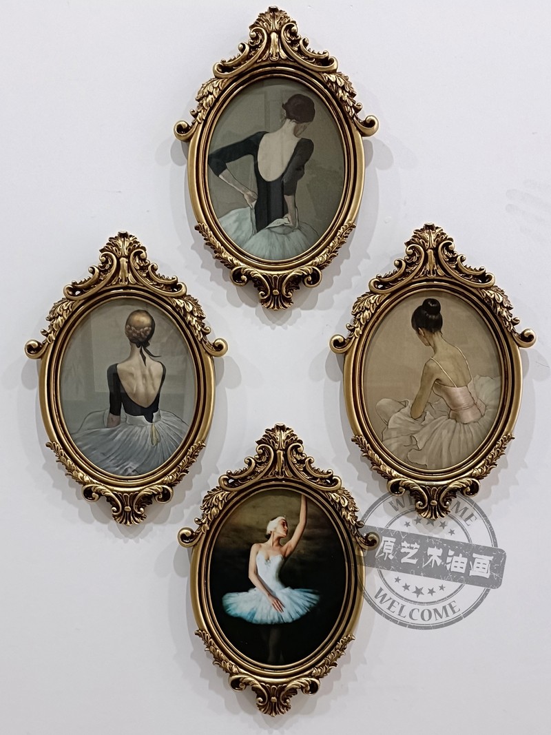 法式轻奢风格相框芭蕾舞女孩装饰画画面可换卧室挂画送备用画心
