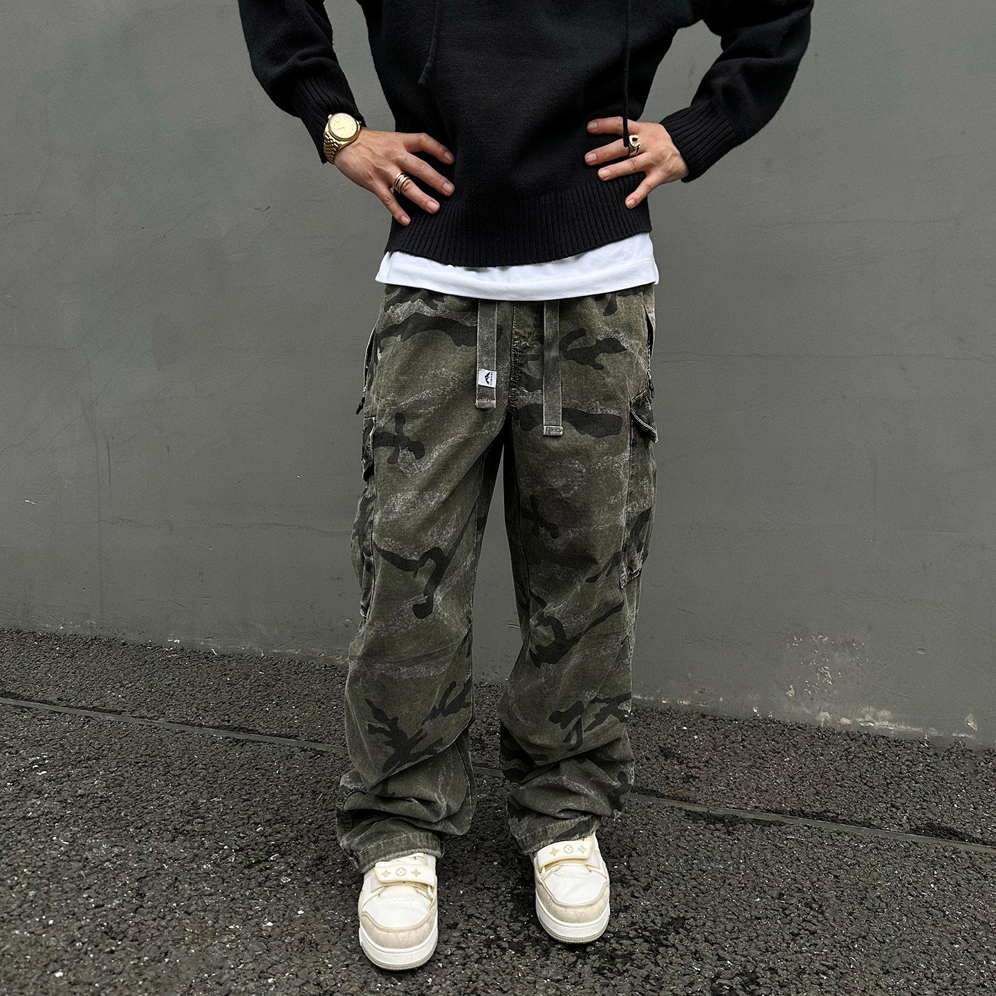 UNAps复古vintage多口袋迷彩工装裤男女宽松休闲裤松紧腰直筒裤子,男装,休闲裤,淘宝优惠券,粉丝福利购,淘宝优惠卷