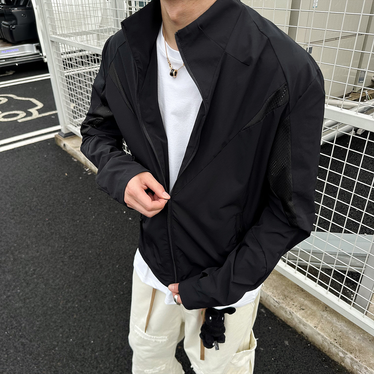 UNAps官方网眼透气立领防晒衣夏季运动短款外套修身防晒服男女潮