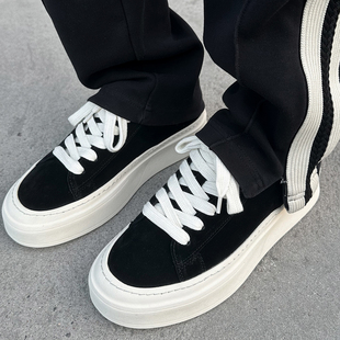 潮 厚底休闲鞋 UNAps复古cleanfit高街头层反绒翻毛皮低帮板鞋 男士