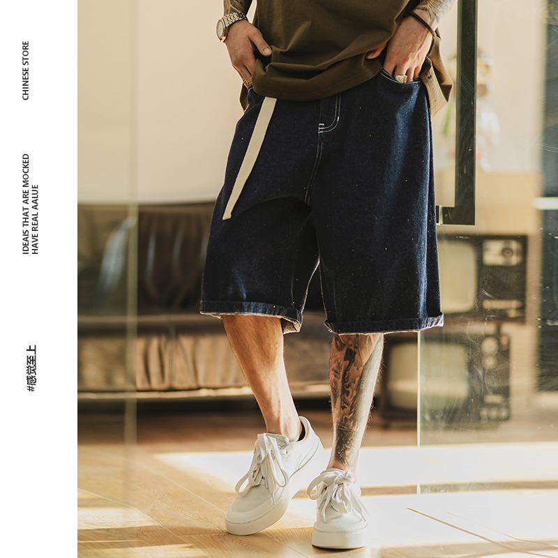 彩虹纱高级牛仔短裤休闲五分裤