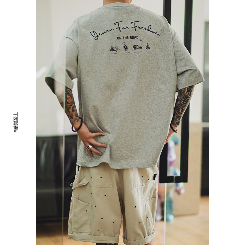 日系印花短袖T恤情侣纯棉潮tee