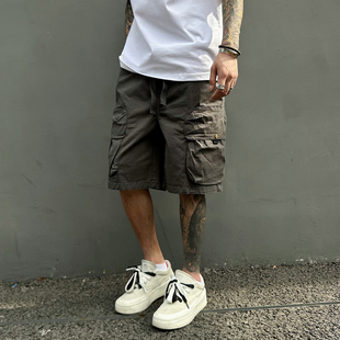 美式 子多口袋中裤 复古工装 男女宽松直筒五分裤 潮流 短裤 UNAps夏季