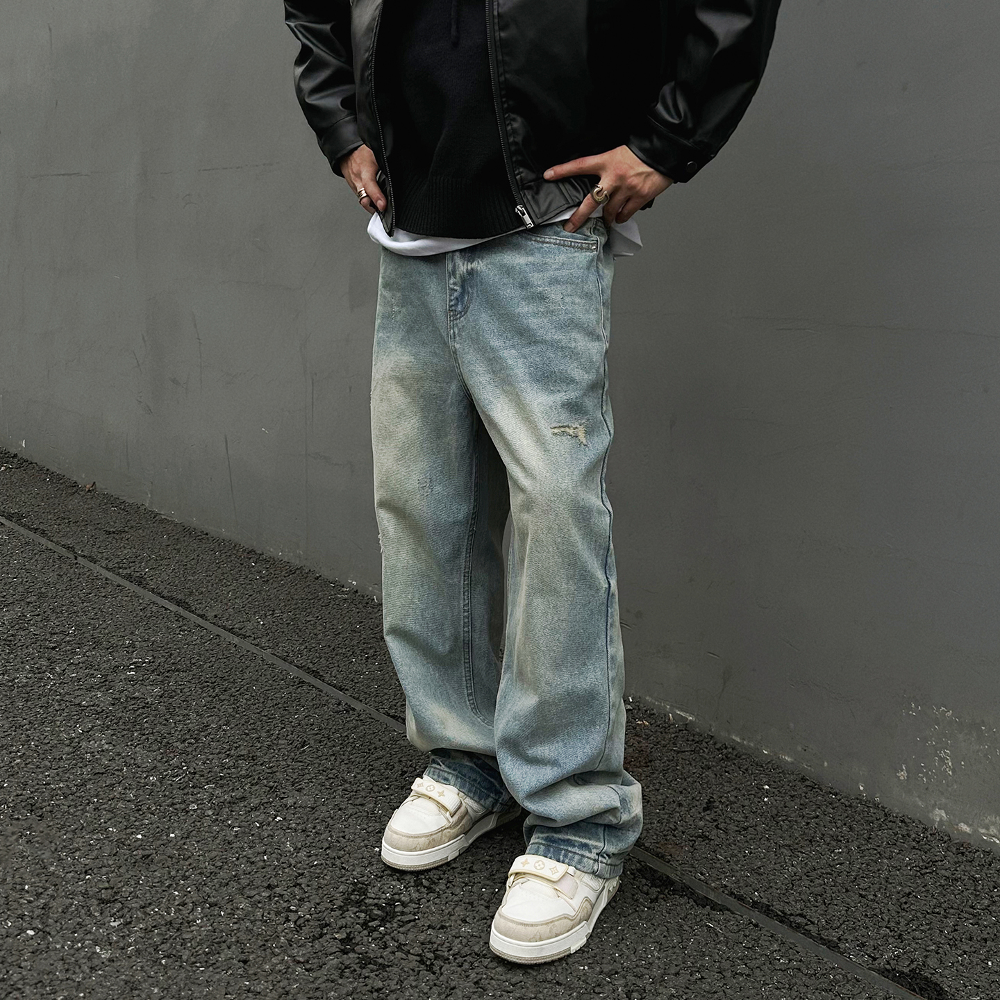 16.4盎司cleanfit电流纹牛仔裤