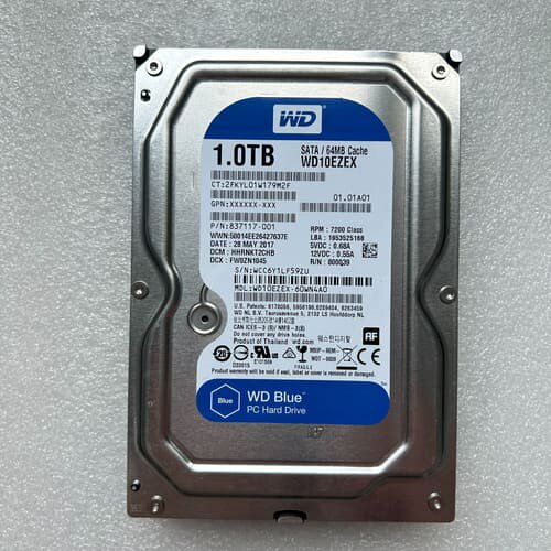 议价WD蓝盘1TB，WD10EZEX，3.5寸SATA，7200