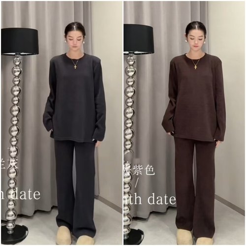 大码加厚纯色人套装显瘦显高