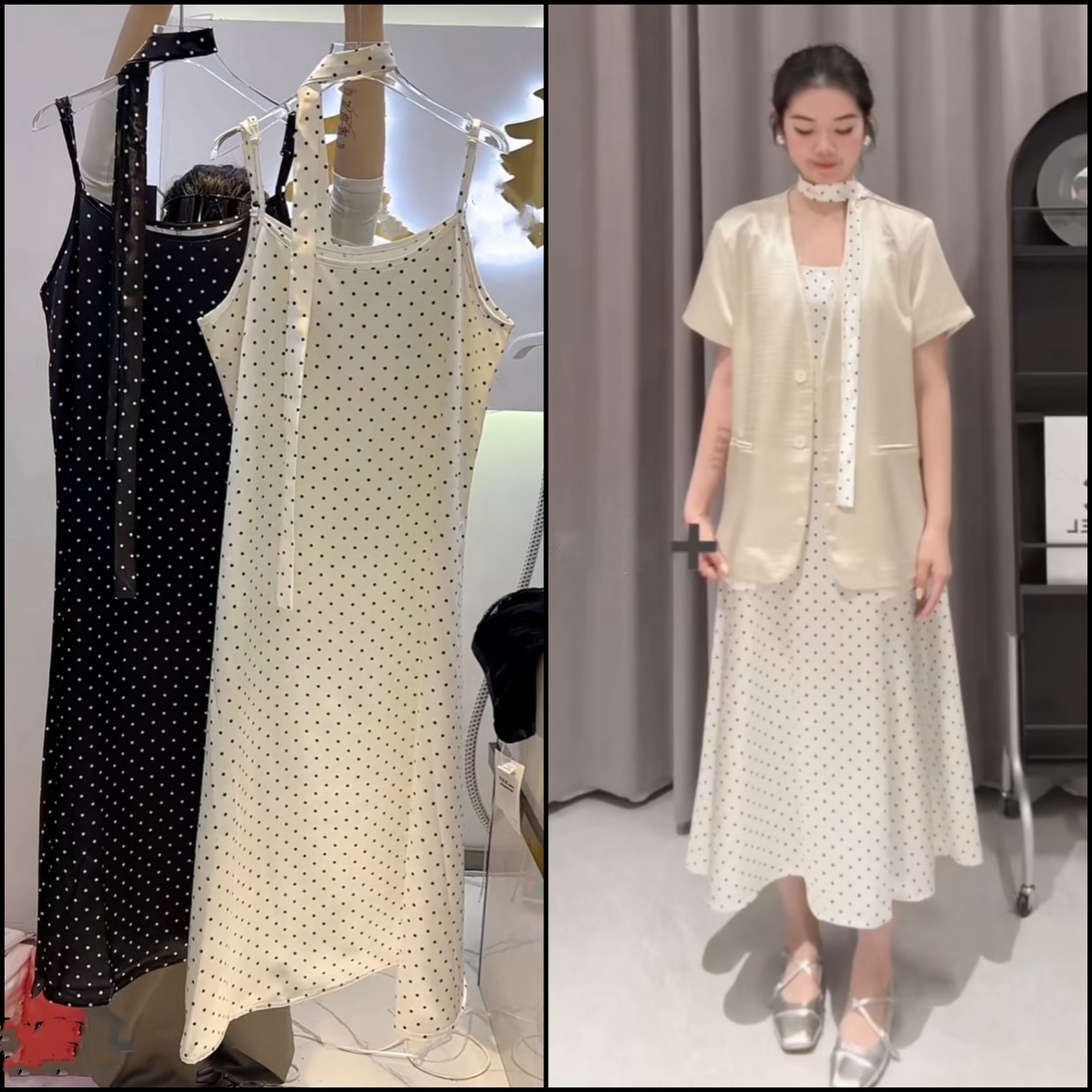 大码女装2025夏季新款韩系高级感时尚缎面短袖西装外套+吊带裙