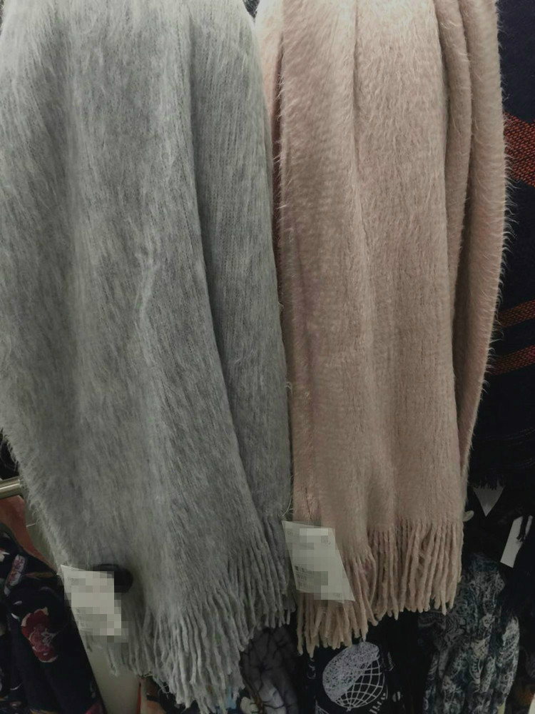 围巾女男冬 厚长款百搭纯色围巾 披肩蘑菇苑 流苏仿羊绒MG HM围巾