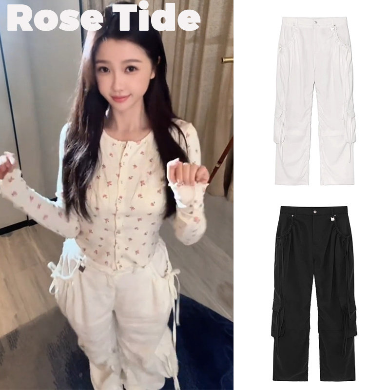 Rose Tide买手店正品MatinKim虞书欣同款白色工装裤降落伞裤长裤