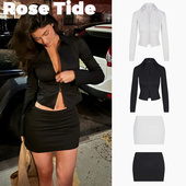 现货KHY衬衫 Rose Tide买手店正品 Kylie翻领收腰衬衣包臀迷你短裙