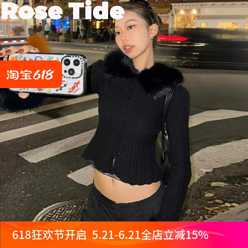 正品折扣现货Guizio毛领针织衫
