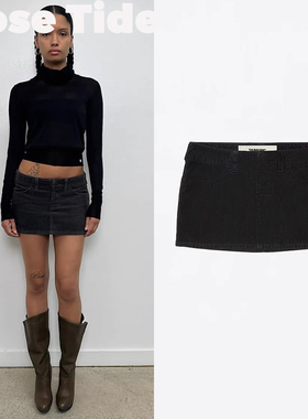 Rose tide买手店正品Tankair短裙25新品黑色灯芯绒包臀迷你半身裙