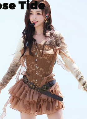 Rose Tide买手店正品Lsoul连衣裙吴宣仪同款拼接鱼骨抹胸蓬蓬裙