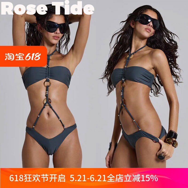Rose Tide买手店折扣Jaded london串珠绑带镂空连体泳衣比基尼